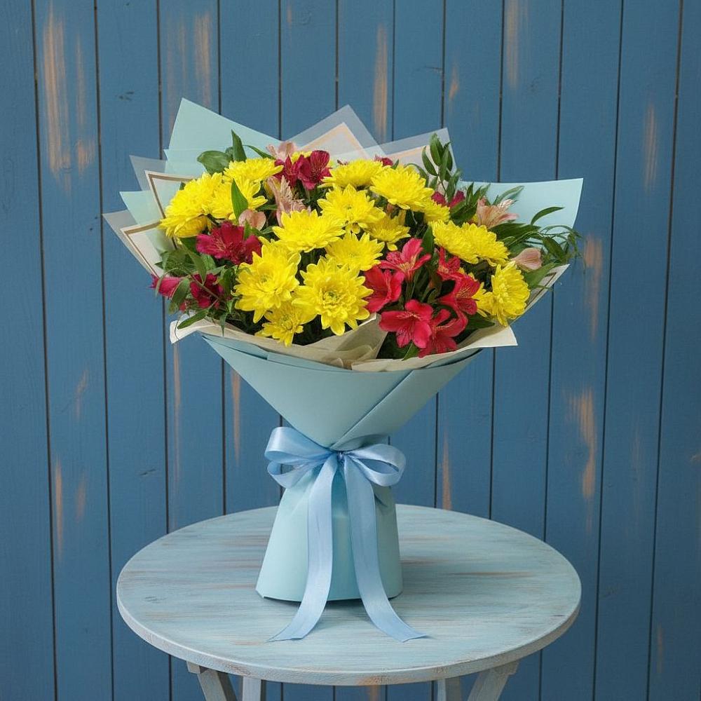 Букет цветов из: Альстромерии и Хризантемы в Мглине