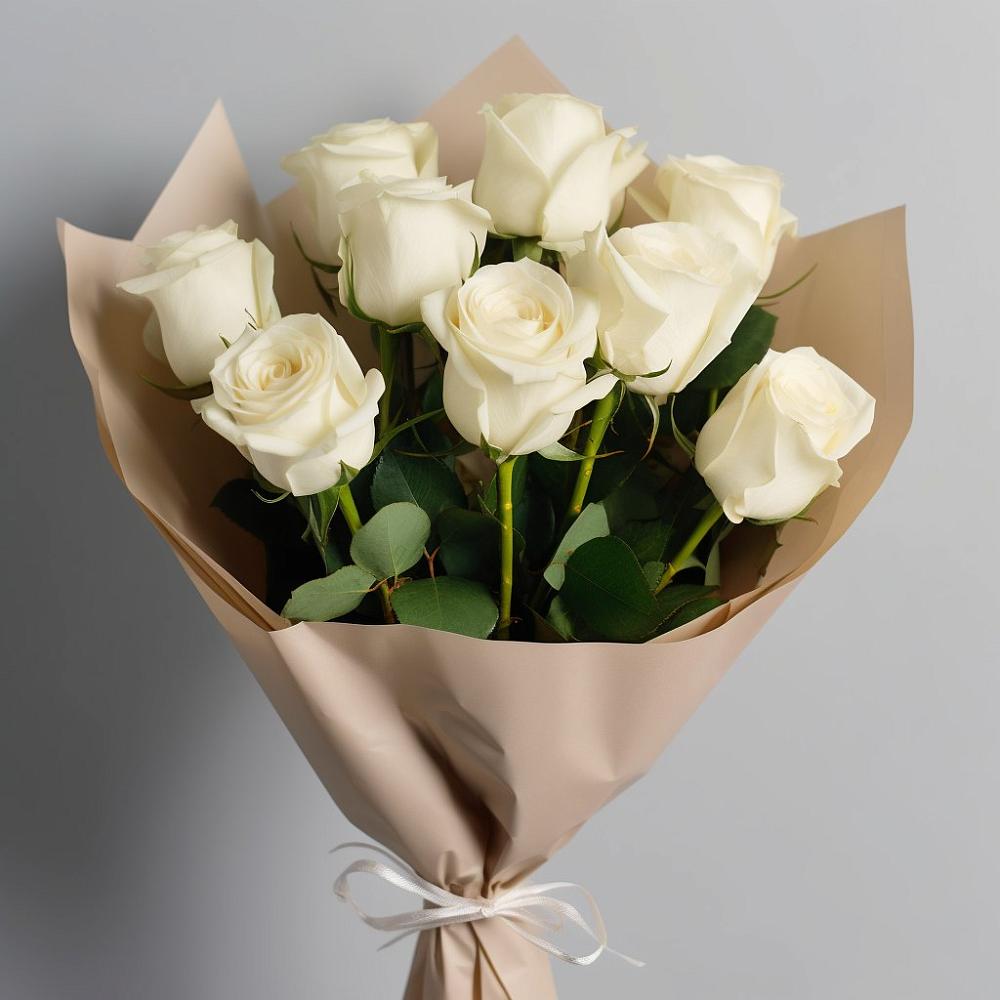 Букет 9 Белых роз Эдлесс Лав в Мглине