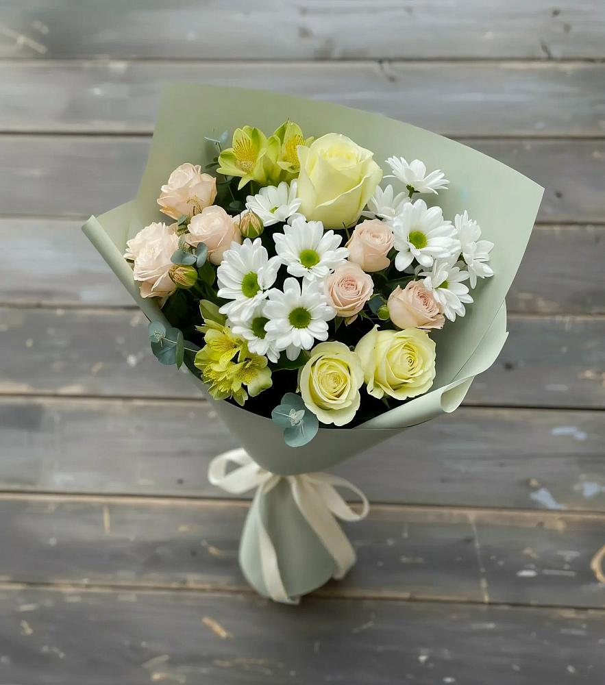 Букет цветов из: Альстромерии, Розы и Хризантемы в Мглине