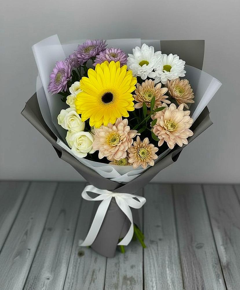 Букет цветов из: Розы, Герберы и Хризантемы в Мглине