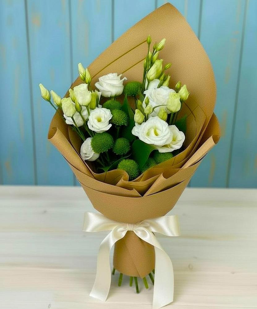 Букет цветов из: Хризантемы и Лизиантусы в Мглине