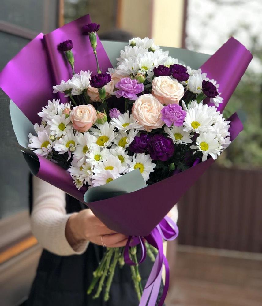 Букет цветов из: Хризантемы, Гвоздики и Розы в Мглине