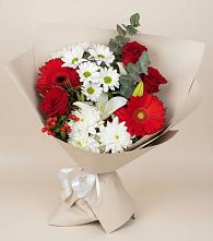 Букет цветов из:  Розы, Хризантемы, Герберы и Лилии в Мглине