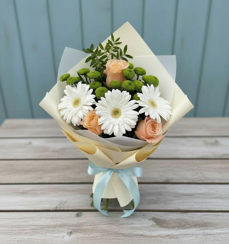 Букет цветов из: Герберы, Розы и Хризантемы в Мглине