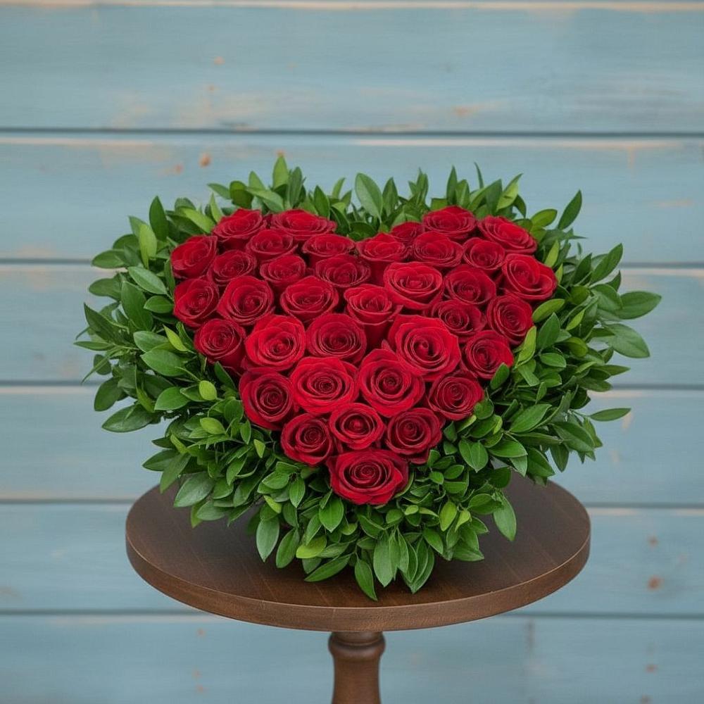 Цветочная композиция из Розы в виде сердца в Мглине