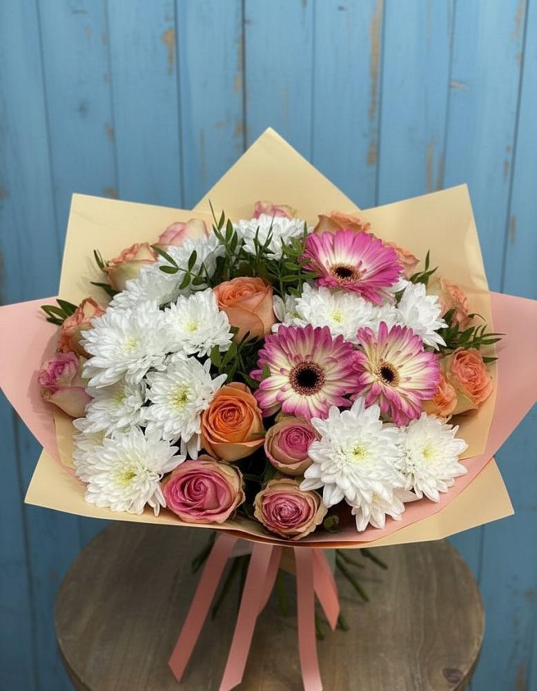 Букет цветов из: Розы, Герберы и Хризантемы в Мглине