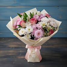 Букет цветов из:  Хризантемы, Альстромерии и Розы в Мглине