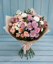 Букет цветов из:  Хризантемы, Розы и Альстромерии в Мглине