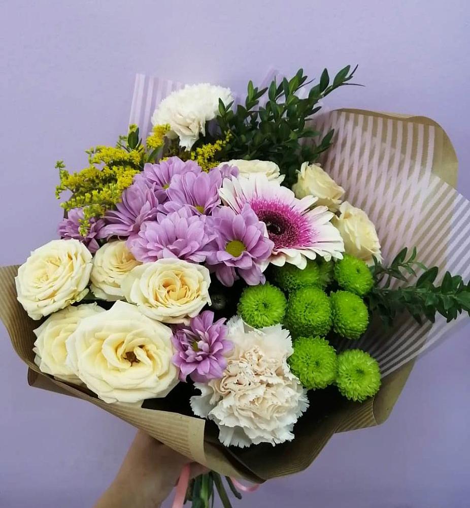 Букет цветов из: Хризантемы, Розы, Гвоздики и Герберы в Мглине