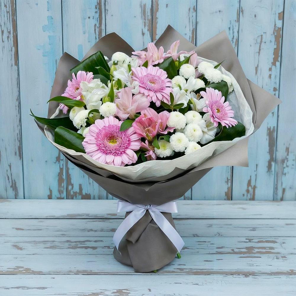Букет цветов из: Герберы, Альстромерии и Хризантемы в Мглине